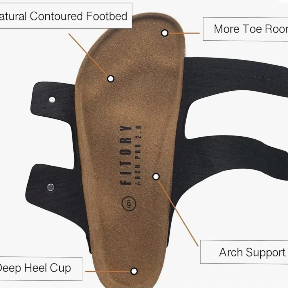 NWOT FITORY Mens Sandals, Arch Support Slides with Adjustable Buckle Straps
